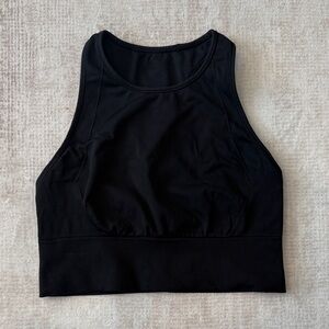 Lululemon Black High Neck Racerback Sports Bra Longline Size 8